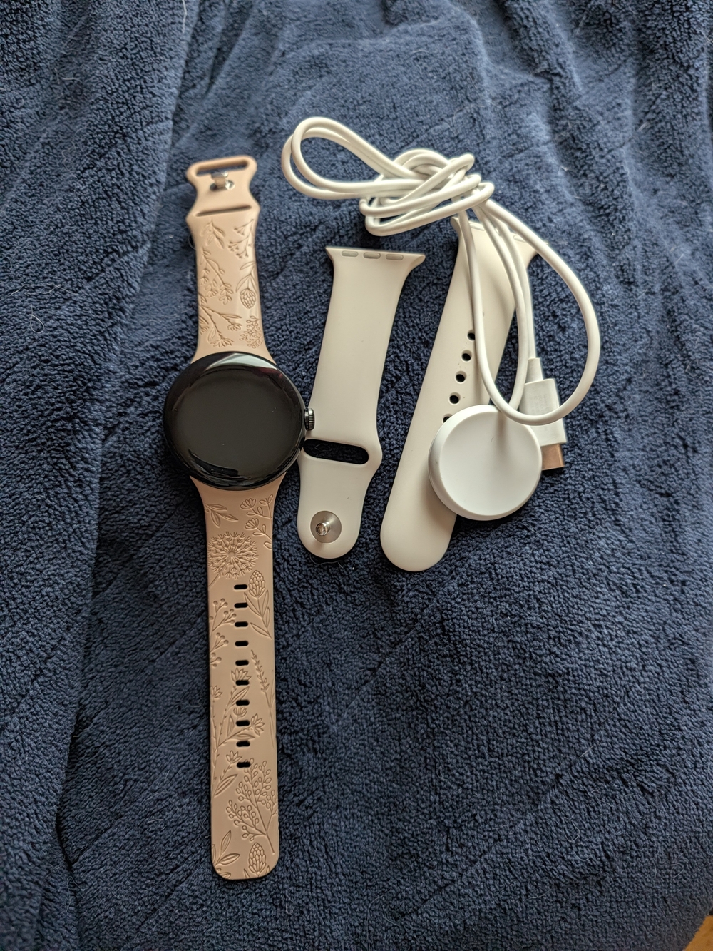 Pink Floral Silicone Smart Pixel Watch